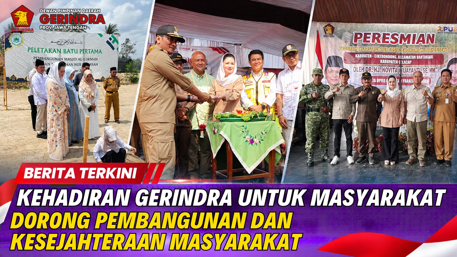 Dua Tahun Pemerintahan Presiden Prabowo, Gerindra Hadir di Cilacap: Dari Rumah Ibadah hingga Jembatan Harapan